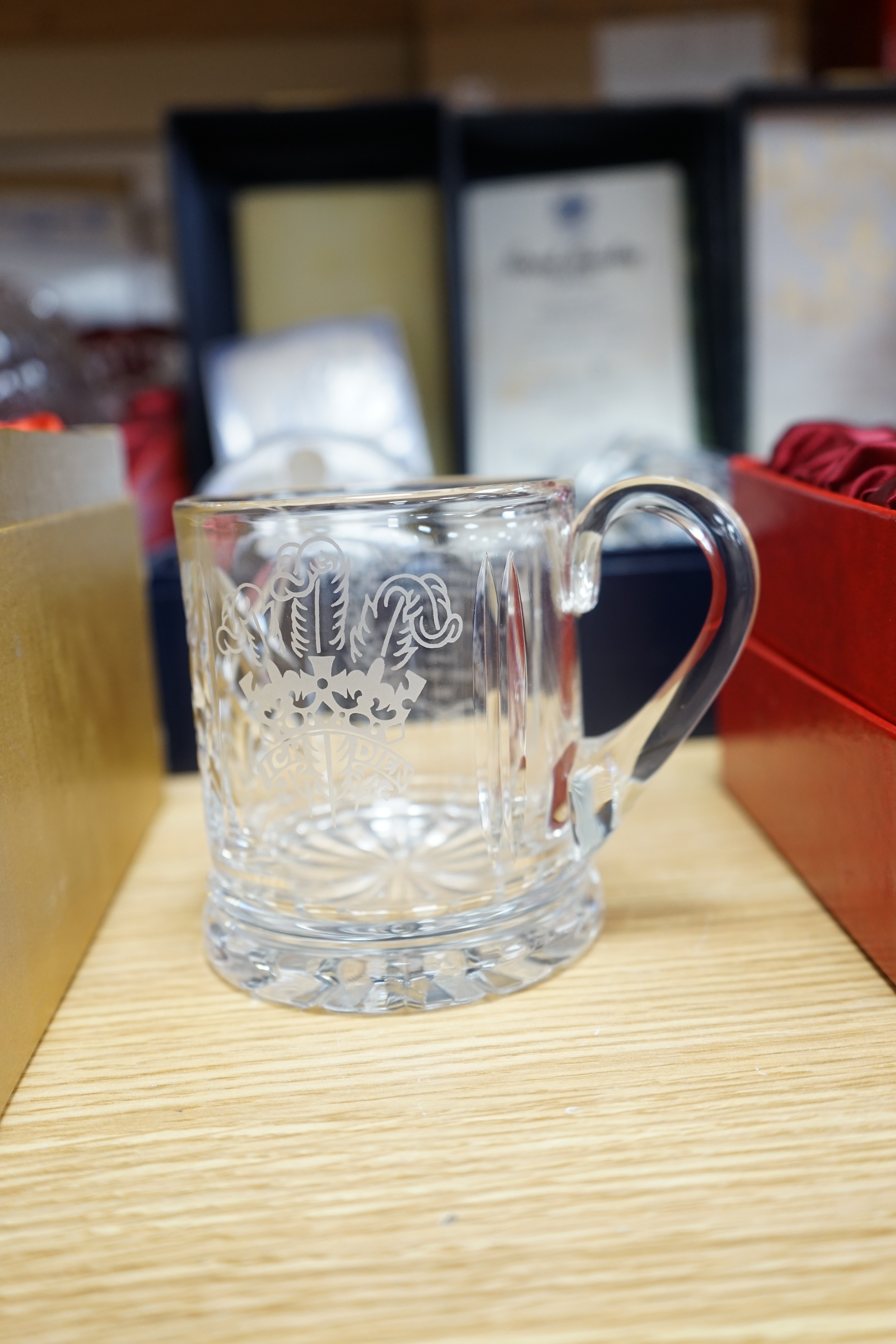 A collection of boxed Brierley glassware to include wine glasses, commemorative limited edition goblets and a jug, largest 28cm high. Condition - good